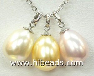 Shell pearl pendant 14*16mm teardrop three color beads