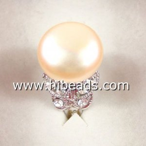 Freshwater pearl rings 7.5# 14-15mm pink pearl beads