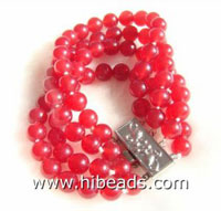 8mm red jade gemstone 4 rows bracelet 7.5