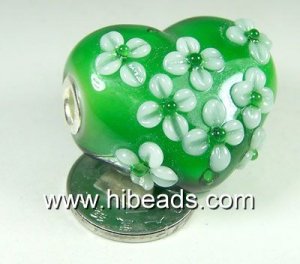 Big glass beads with double 925 sterling silver core