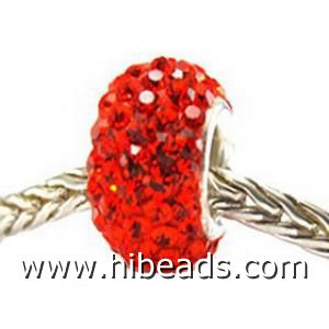 Silver beads with red Swarovski crystals fit Pandora