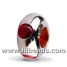 Pandora style silver beads with pomegranate red zircon SCS005-F