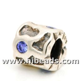 Silver beads with dark blue zircon fit pandora charms