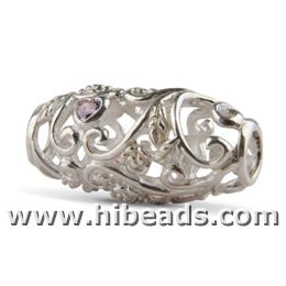 Fancy rattan silver beads with purple zircon wholesale