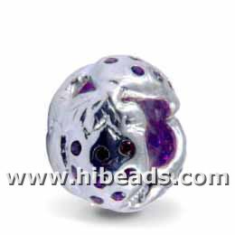 Fantastic silver beads with purple zircon fit pandora