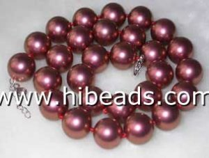 round brown red 14mm shell pearl necklace wholesale