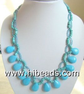 Raindrop turquoise necklace with silver plated clasp