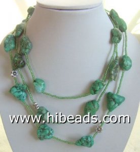 Irregular green natural turquoise necklace wholesale