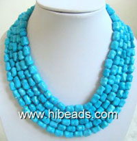 Blue turquoise 5 strand necklace