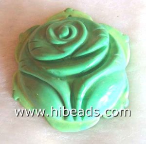 40mm Carved flower green turquoise pendant wholesale