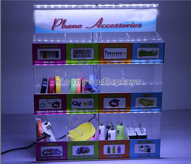 Customized 5 Tiers Cell Phone Accessory Clear Acrylic Display Stands