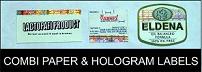 Combination Printed Paper/ PVC labels with Holograms applied