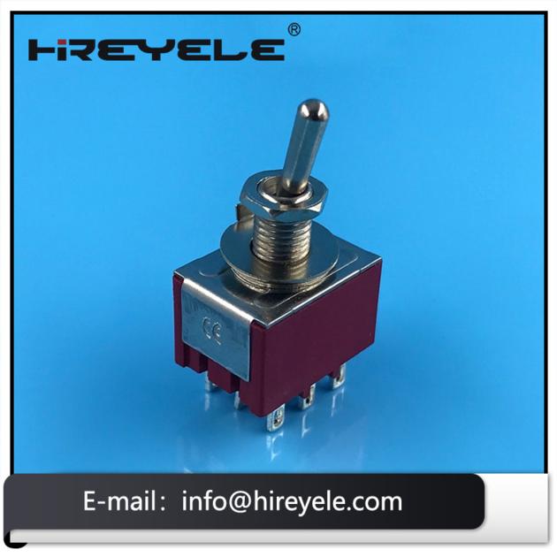 Mini Panel Mount ON-ON 3PDT 9Pin Red Toggle Switch