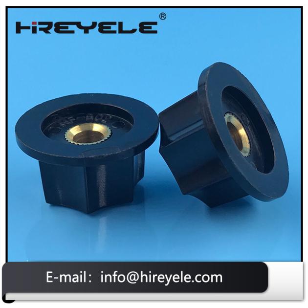 6mm Shaft Black Bakelite Brass Knurled