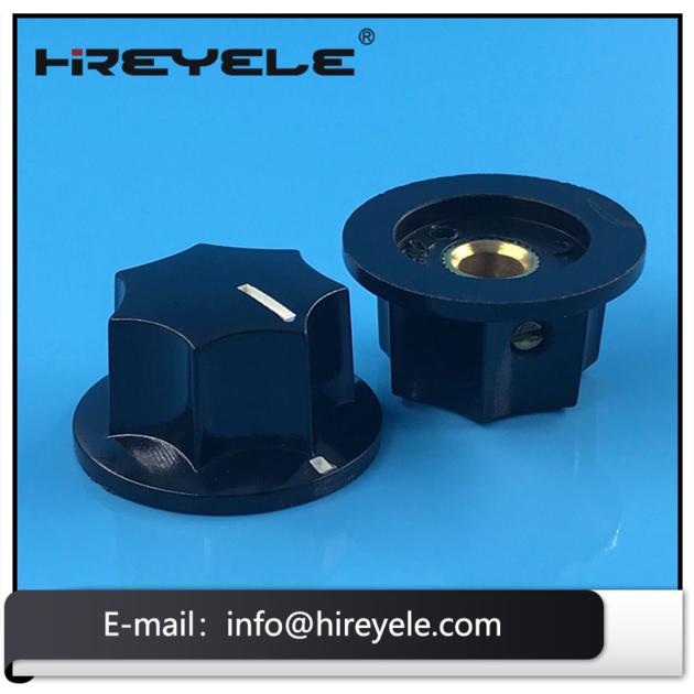 6mm Shaft Black Bakelite Brass Knurled