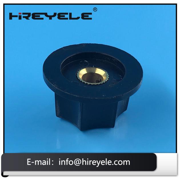 6mm Shaft Black Bakelite Brass Knurled