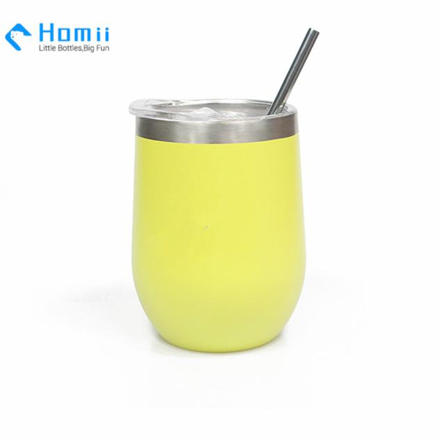 Hangzhou Homii FDA12oz Double wall stainless metal mug Insulated stemless steel wine tumbler