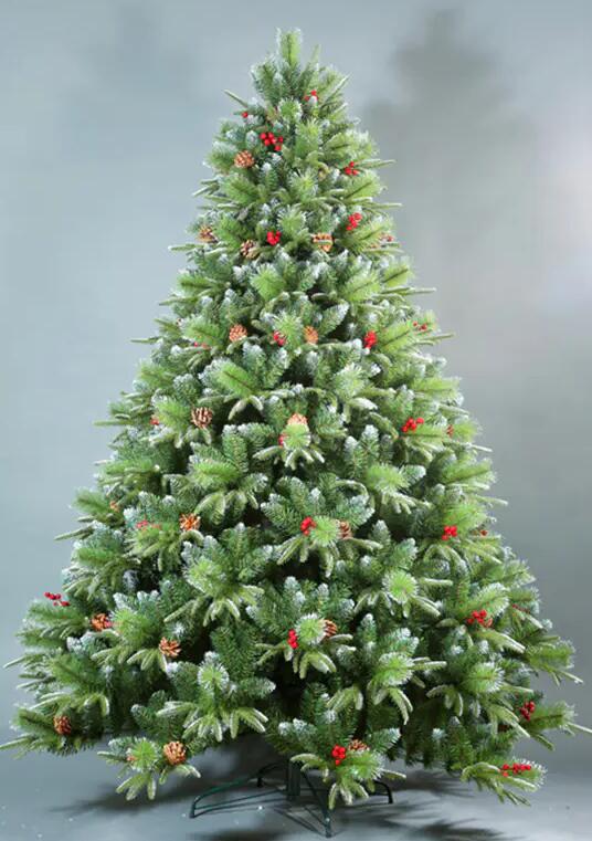 6FT PE, PINE NEEDLE, PVC MIXED CHRISTMAS TREE WITH RED BERRIES AND PINE CONES