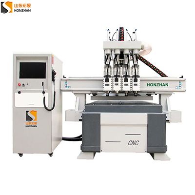 Honzhan HZ-R1325F Four heads pneumatic woodworking cnc router cutting machine for wood door