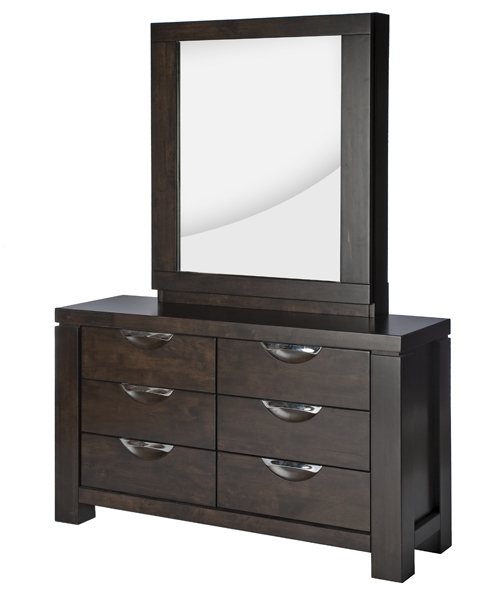 Wood Dresser and Mirror