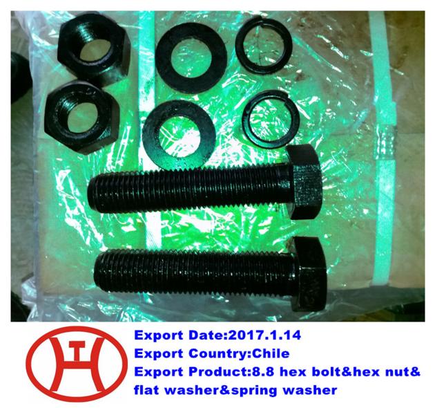 8.8 hex bolt&hex nut&flat washer&spring washer