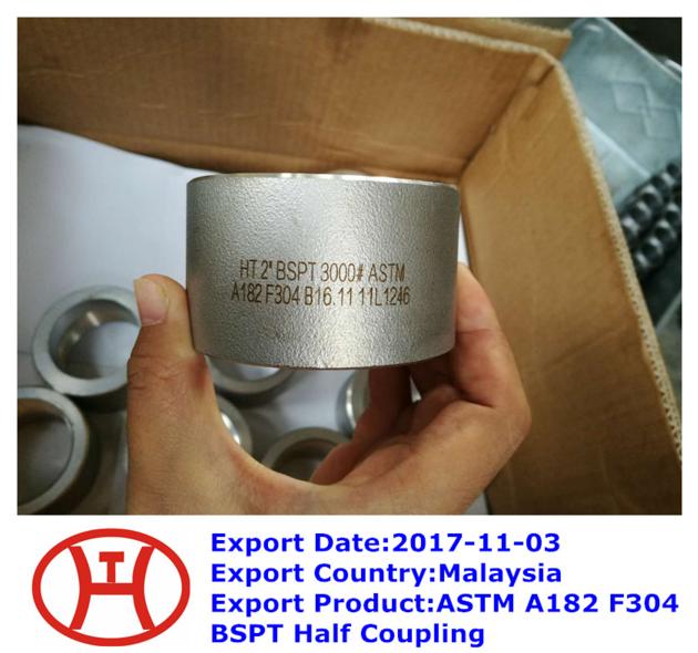 ASTM A182 F304 BSPT Half Coupling