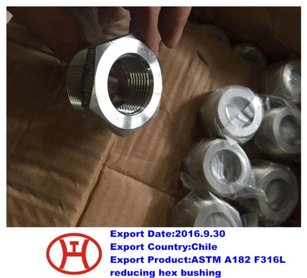 ASTM A182 F316L reducing hex bushing