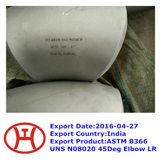 ASTM B366 UNS N08020 45Deg Elbow LR
