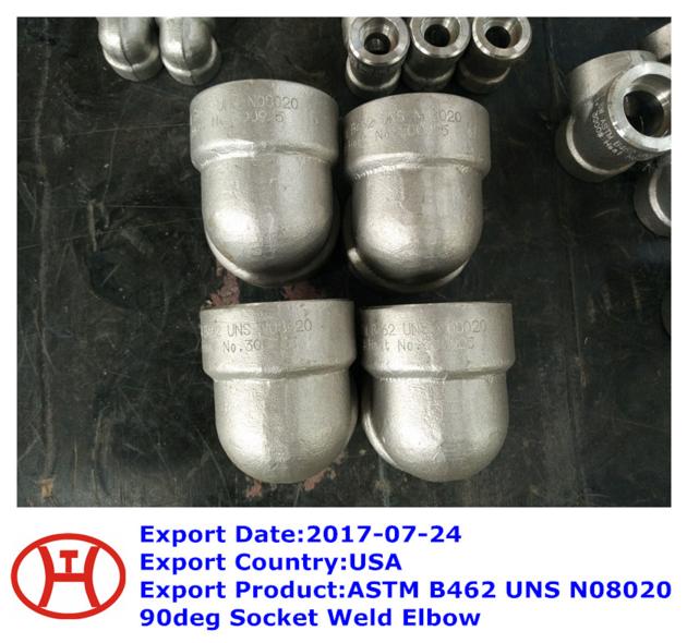 ASTM B462 UNS N08020 90deg Socket Weld Elbow