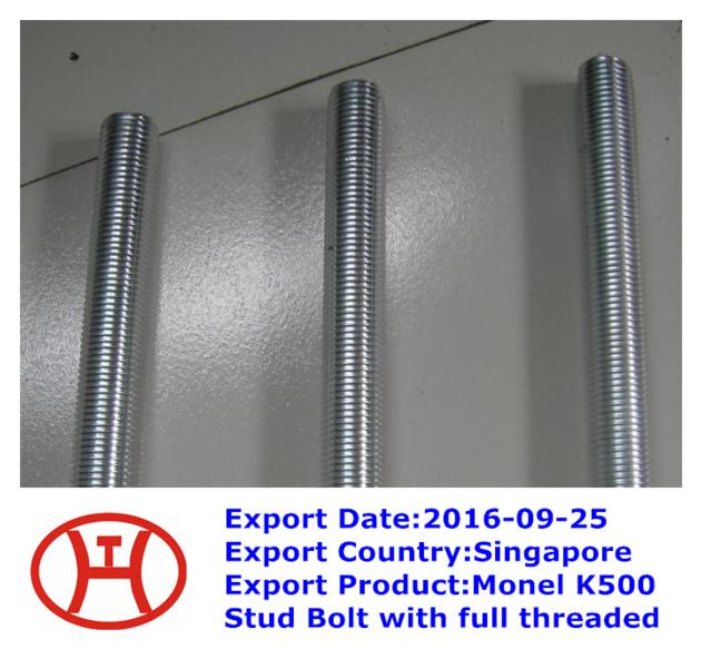 Monel K500 Stud Bolt with full threaded