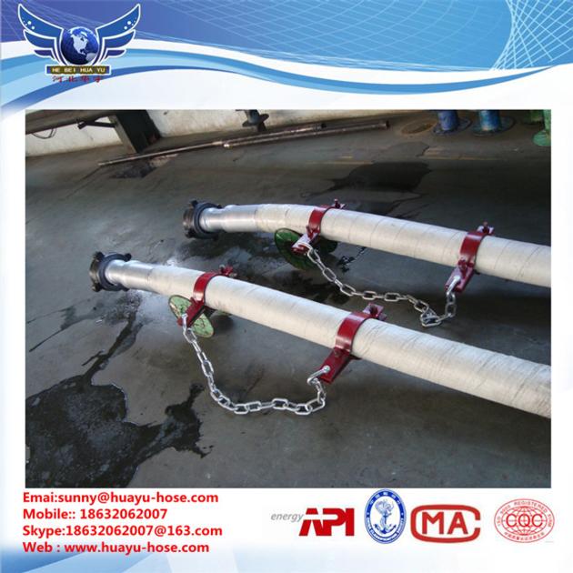 Rotary drilling hose with lift eyes for safe handling