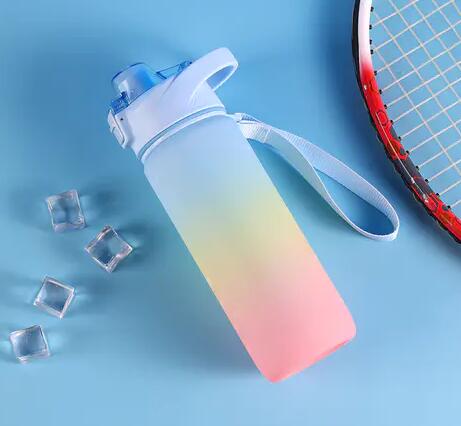 Multi-specification Large Straight Drinking Mouth and Time Mark Motivational Sports Water Bottle