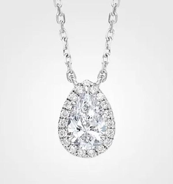 Teardrop Surrounded By Diamond Necklace