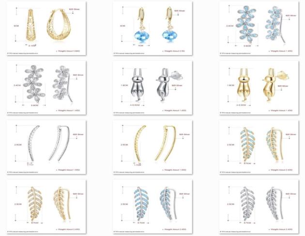 Hot selling earrings, 925 Sterling Silver jewelry