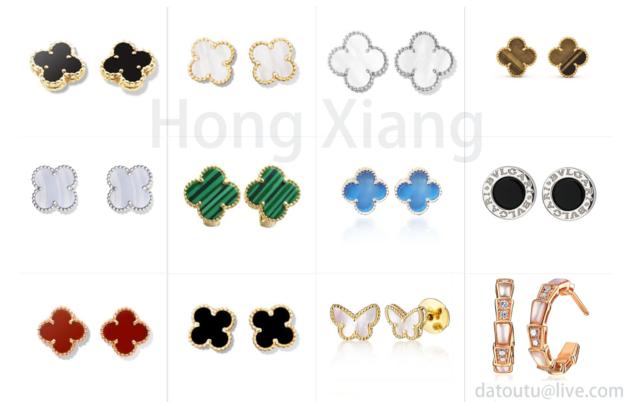 Various colors four-leaf clover earrings butterfly earrings