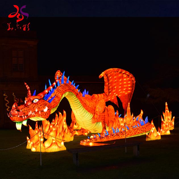 LED Outdoor Decors Dragon Animal Silk Lantern