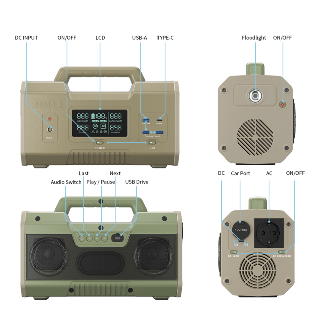 300W QC3 0 USB Wireless Speaker