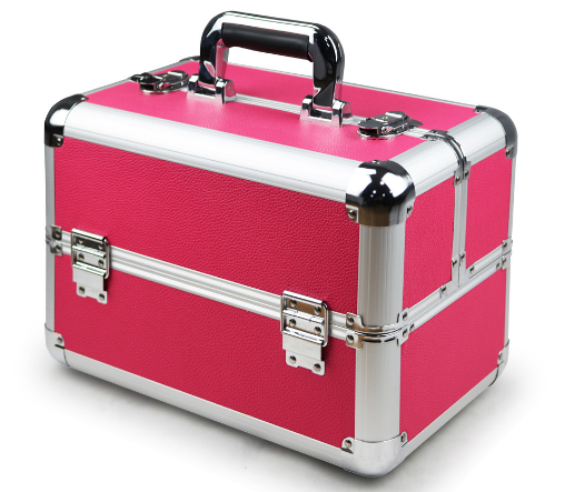 New Design Pink Aluminum Handle Beauty Case, Portable Aluminum Cosmetic Display Case for Nail Beauty
