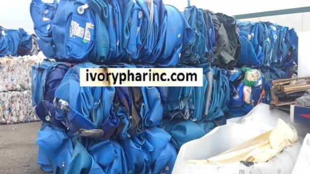 Blue HDPE drum scrap bale, HDPE regrind supplier, plastic HDPE drum sale