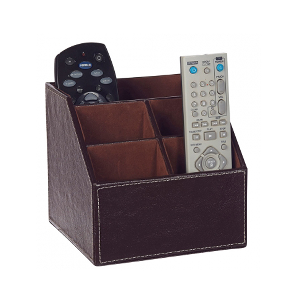 Wholesale 5 Slot Leather Desk Remote Home Sundries Container Storage Boxes Display Presentation Orga