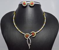 Thin A D color stone necklace