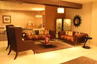 Queen Sofa, High Back Leathery Wing Chair and Table