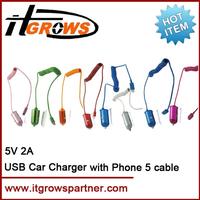 5V 2A USB Car DC Adaptor for Iphone5 ipad mini