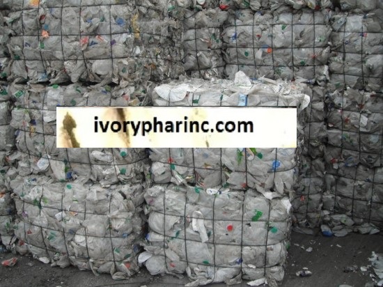 Milk bottle scrap, Baled HDPE Milk, HDPE Milk Jug bales for sale at ivory phar 