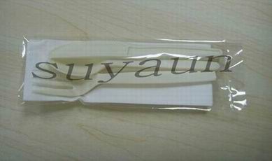 eco friendly PSM cutlery  with napkin in set packagjing