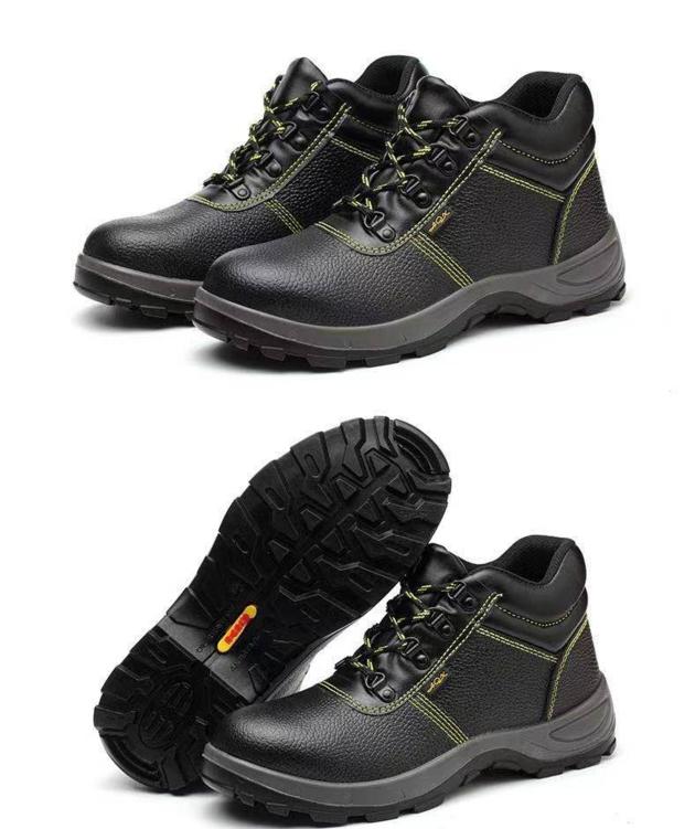 Black Leather Steel Toe Safety Shoes