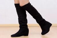 woman's knee boots,elastic suede footwear