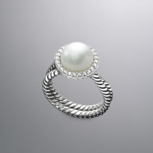 David Yurman Sterling Silver Jewelry Pave Diamond Cable Pearl Ring Charm Jewelry