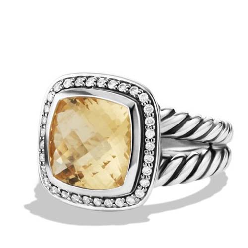 David Yurman Sterling Silver Jewelry 11mm Champagne Citrine Albion Ring