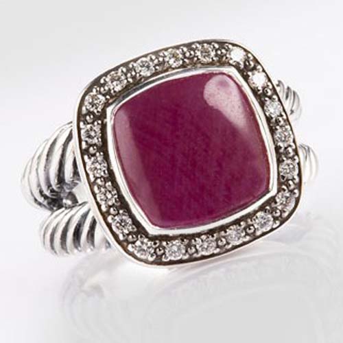 David Yurman 925 Silver Jewelry 11mm Ruby Moonlight Ice Ring Fashion Diamond Jewelry